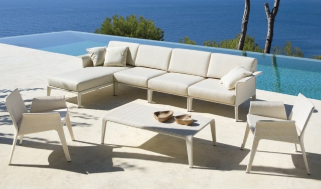 Záhradný stôl sedenie skupinový nábytok čalúnenie krém Dizajn nábytku čalúnenie krémová biela farba