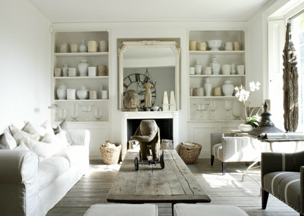 Nástenná polica keramické nádoby čalúnenie pohovka