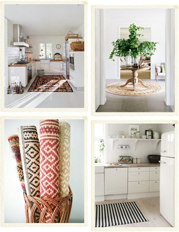 Koberec chlpatý elegantný interiér nápady kuchynská chodba