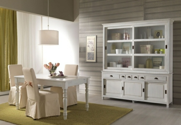 Nábytok stoličky komoda jedáleň nastaviť nápady trávnatý zelený koberec