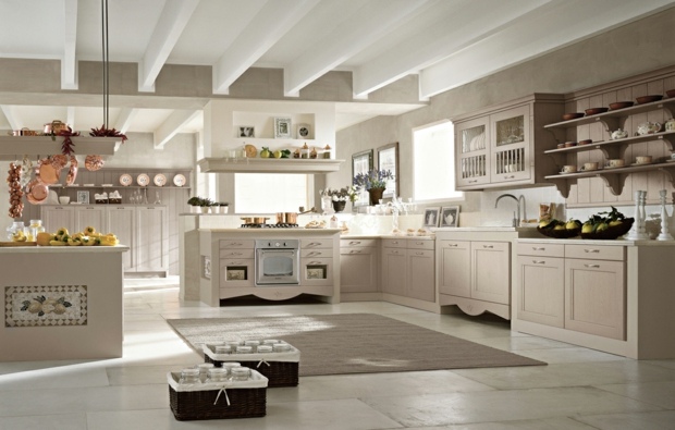 Koberec kuchynský ostrovček z dreveného systému, neutrálna farba