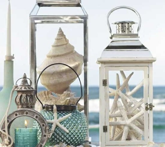Lampové sviečky nápady na záhradnú výzdobu námorný dizajn