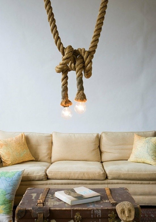 Laná, osvetlenie námorného uzla, nápady na remeselné práce v obývacej izbe