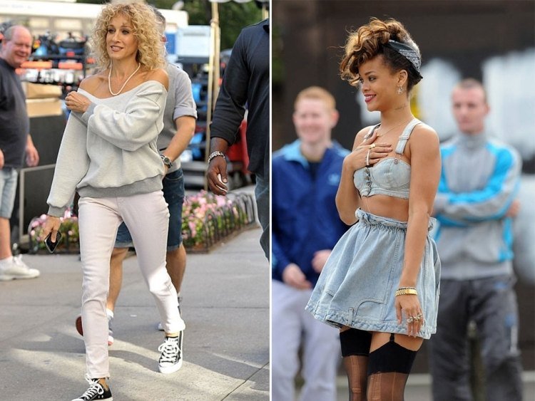 80s-fashion-street-style-strapless-denim-rihanna-sarah-jessica-parker