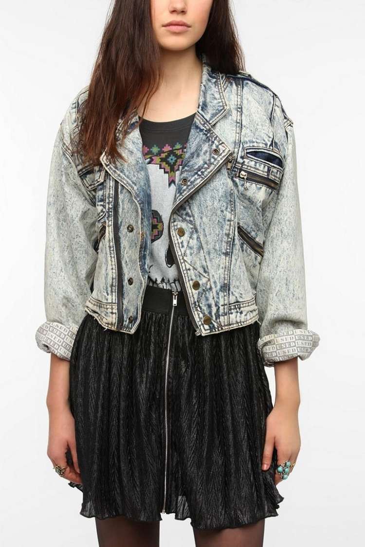 80-ročná móda-bunda-zips-vôňa-čierna-tričko-top