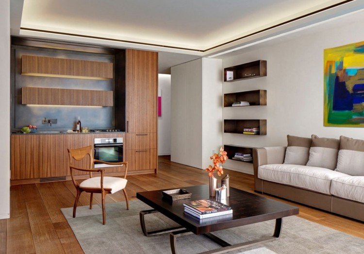 nepriame-LED-stropné-osvetlenie-obývačka-kuchyňa-drevo-hnedá