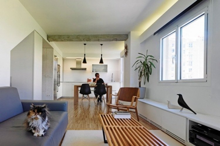 nepriame-LED-stropné-osvetlenie-obývacia časť-škandinávsky štýl