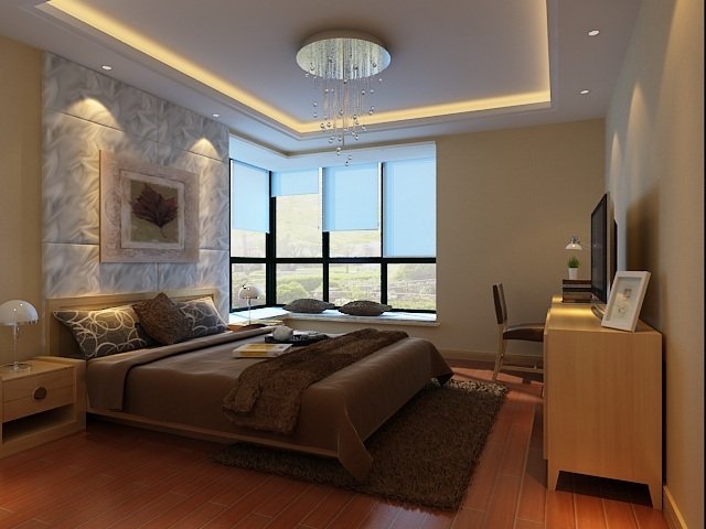 stropné osvetlenie zavesený strop spálňa hnedá