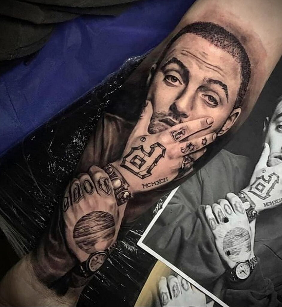 Zdjęcie tatuażu portret Maca Millera 20.01.2021 №0039 - Tatuaż Mac Miller -