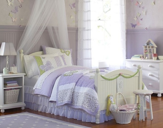 moderná-zariaďovanie detskej izby-farebné-kombinácie-bordúry-fialová