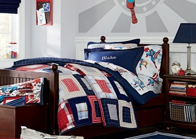 Výzdoba detskej postele komiksový hrdina nápady na dekoráciu moderná detská izba