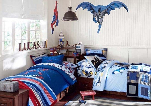 samolepky pre chlapcov-detskú izbu-zariadenie-moderného-spidermana-batmana