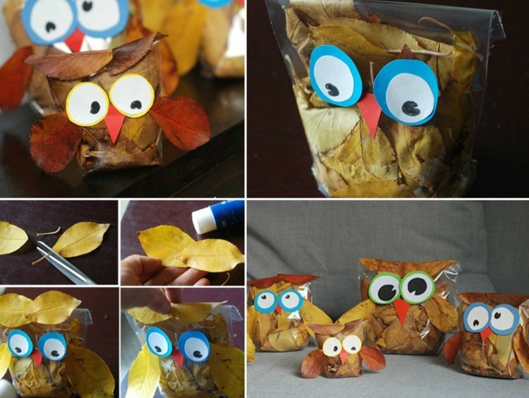 drotár s listami sova taška nápad na darček ľahké papierové kutilstvo