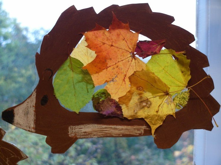 drotár lístie ježko okno obrázok priehľadný stavebný papier stavebný papier