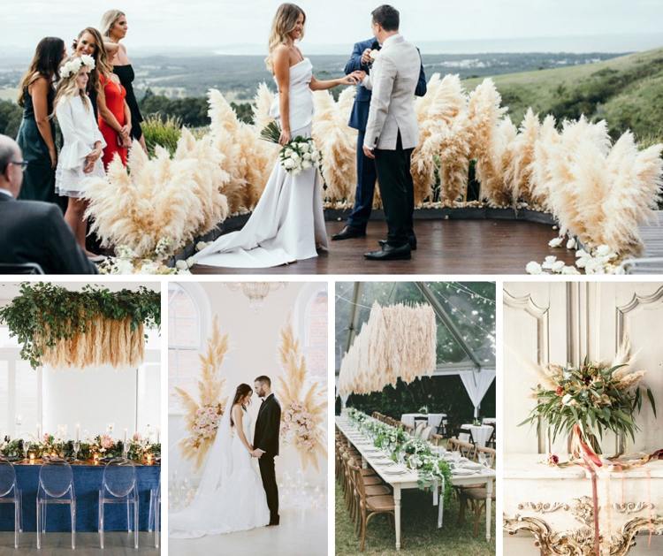 Motívy pre svadobnú výzdobu svadobný obrad pampas tráva namiesto kvetov