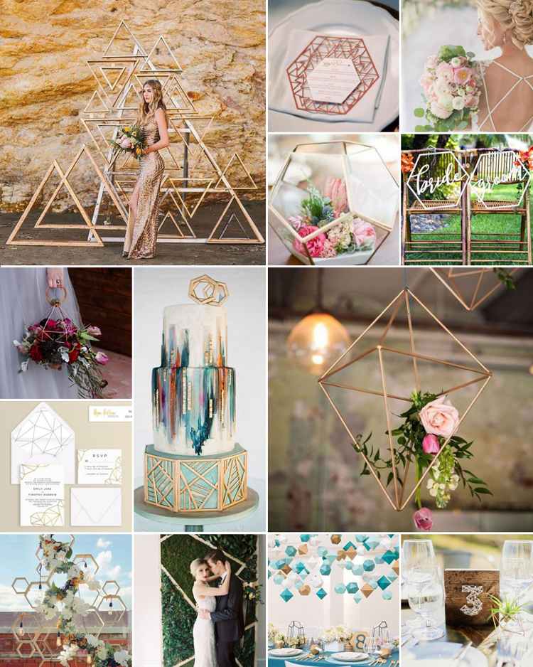 Predmety pre nápady na svadobné dekorácie geometrických tvarov