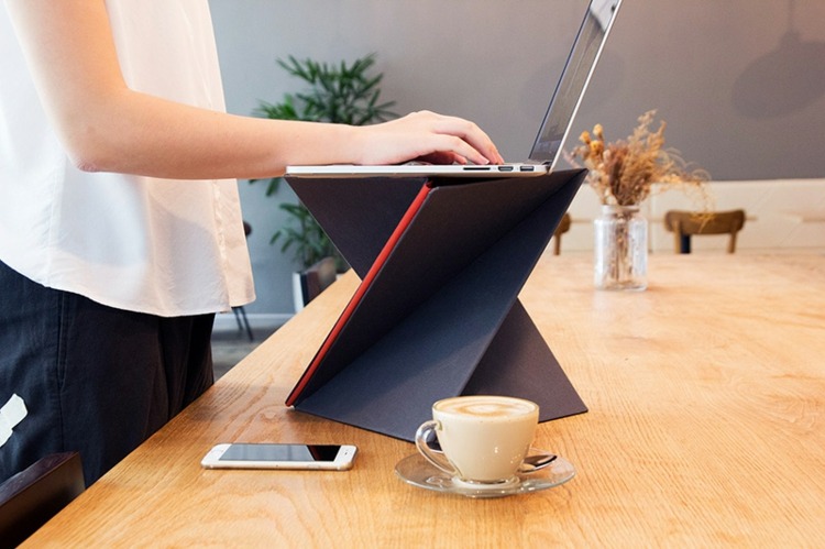 Moderný stôl na notebook vyzerá ako priečinok Domáca kancelária-nábytok-mobilný-pracovný stôl-Levit8-vertikálny-skladací-notebook vyššej úrovne