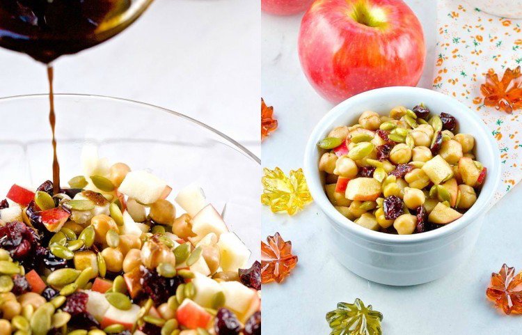 Jesenné recepty -trendy-lahodné-vegánsko-vegetariánske-jablkový šalát-cícer