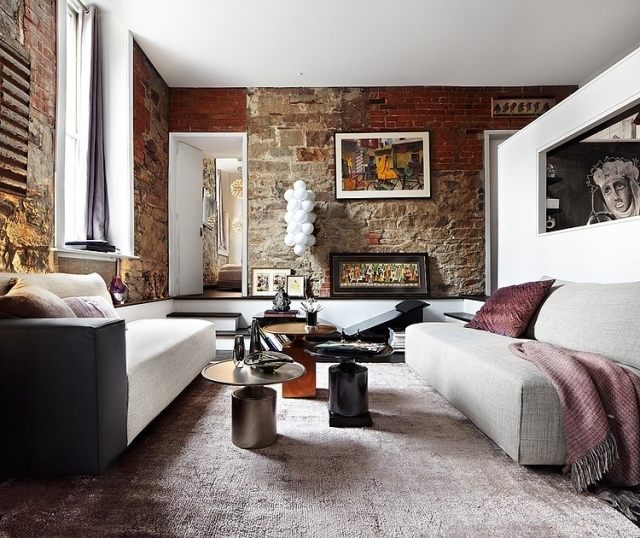 stenový dizajn tehlový lomový kameň vintage obývačka stenový dizajn-tehla-lom-kameň-vintage-obývačka