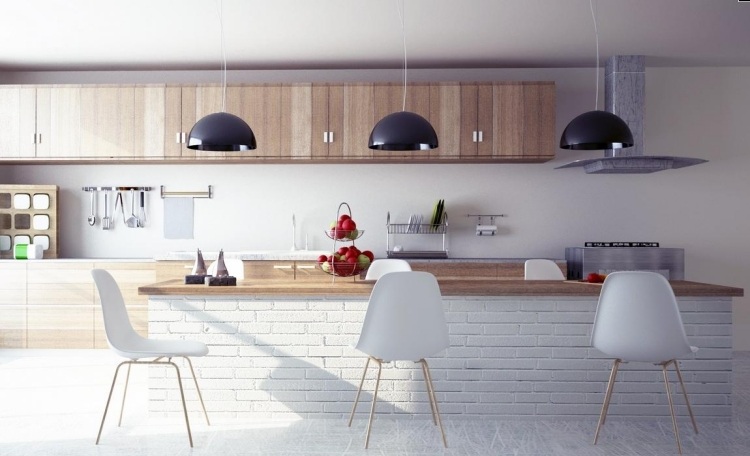 moderný-drevený-optický-jedálenský-stôl-tehlový-závesný-svetlá-biely-eames-sindechair