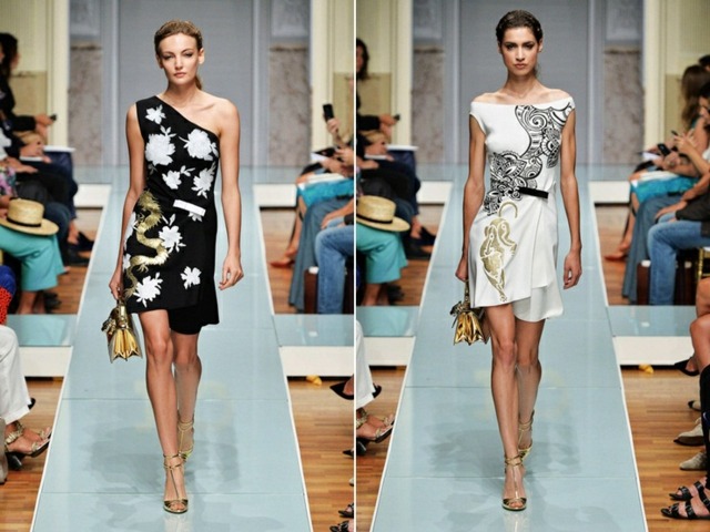 krátke šaty čierny biely opasok zlatý Šaty čierny biely opasok zlaté detaily