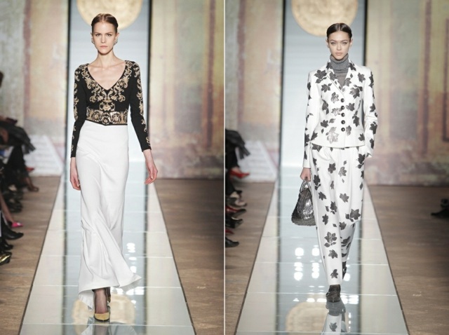 Večerný oblek strieborný rolák dlhý biely Strieborná dlhá biela sukňa