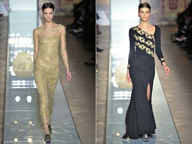 Večerné šaty dlhé šaty zlaté ozdoby nadčasové Šaty zlaté ozdoby nadčasovo klasické