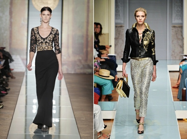 Párty outfit blúzka zlaté detaily čierna Outfit blúzka zlaté detaily čierna sukňa