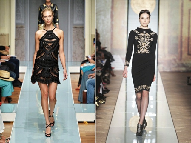 Večerné mini šaty s strapcami si oblečte elegantné koktejlové šaty Večer oblečte elegantné koktejlové šaty návrhára Roccobarocca