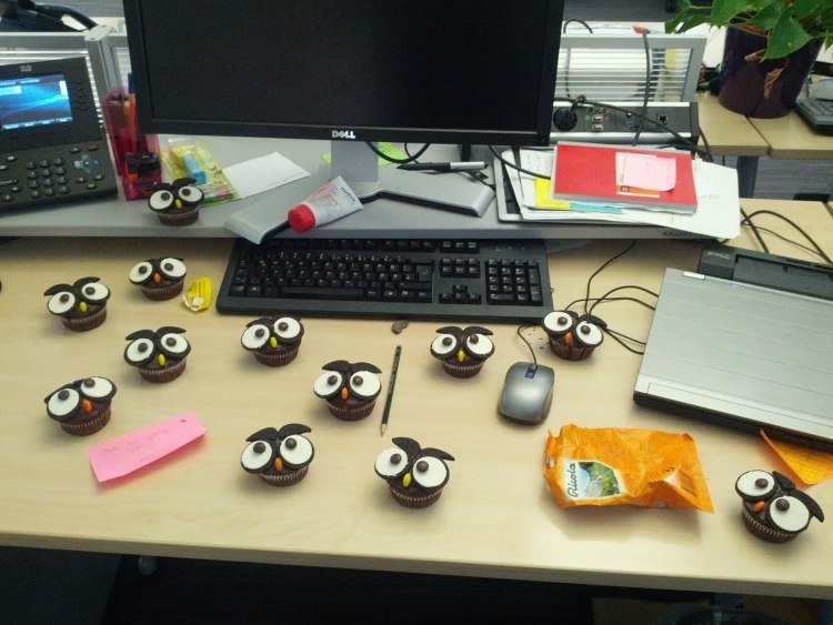 lúčenie-darčeky-kolegovia-urobte si sovy-oreo-cupcakes-kancelária