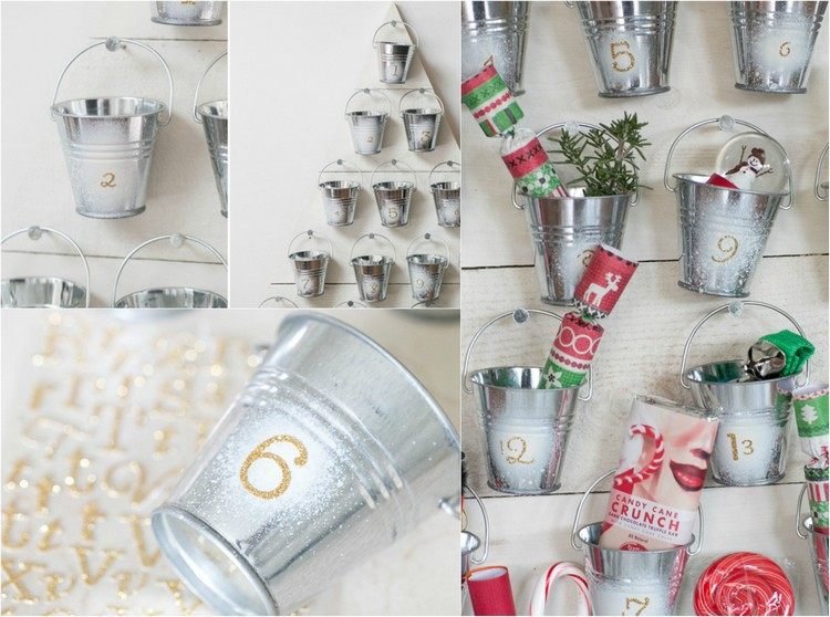 Na malé vedro nalepte zlaté číslo nálepka adventný kalendár-drevo-drotár-jedľa-vedro-zlatá číslica