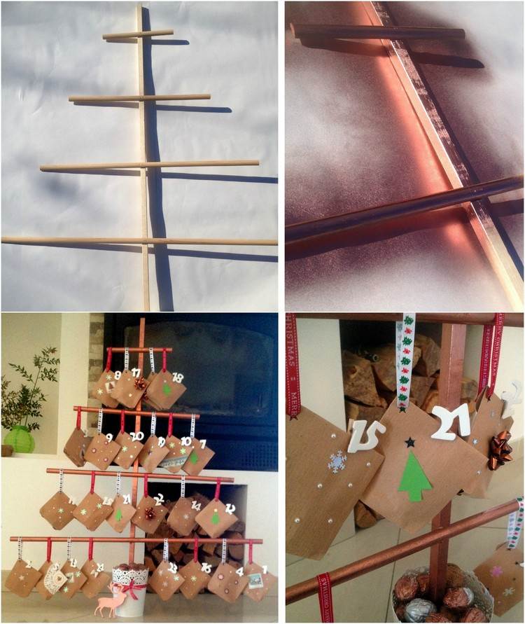 Adventný kalendár vyrobený z dreva a hnedých papierových vrecúšok adventný kalendár-drevené-lamelové-tašky-hnedý-papier