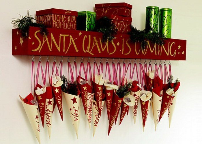 lievik papierový adventný kalendár drotár červený biely nápad na darček