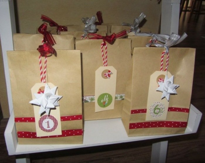 papierová taška adventný kalendár prekvapenie darček remeselné nápady nápad