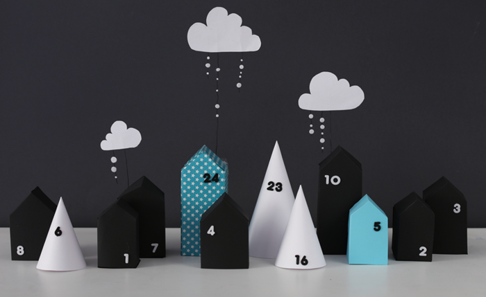 papierový mestský adventný kalendár mraky drotárska výroba