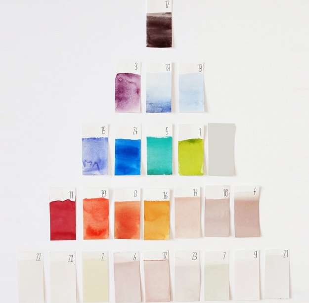 nápady na adventný kalendár urobte si sami kúsky papierových akvarelových farieb adventný kalendár drotári nápady kúsky papiera akvarelové farby