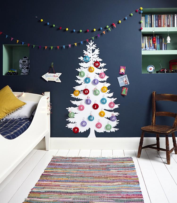 Adventný kalendár na stenu v detskej izbe Tinker adventný kalendár dekorácia na stenu do detskej izby cítil gule na vianočný stromček