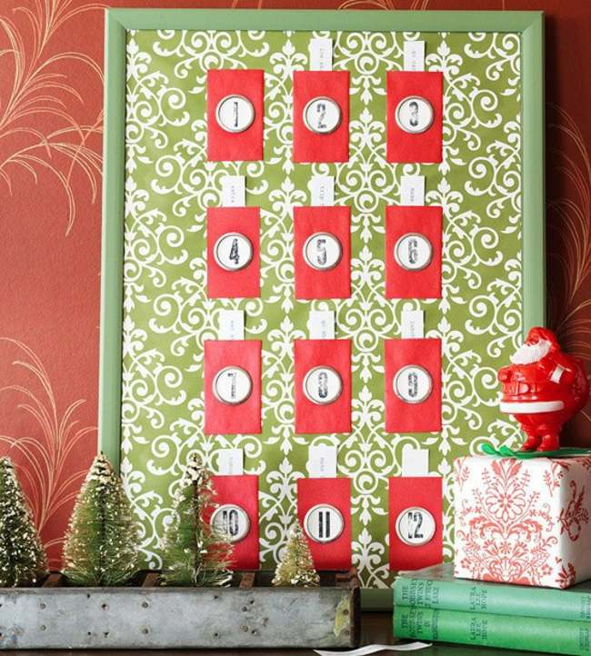 Remeselné nápady na výrobu adventného kalendára sami Vyrobte si svoj vlastný adventný kalendár papierový nástenný obrazový rám