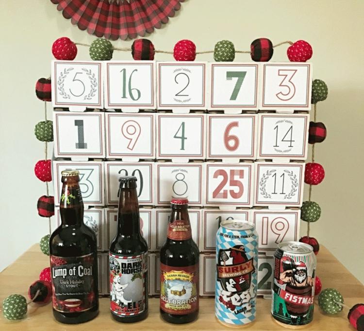 pivný adventný kalendár pre mužov, vyrobte si škatuľu z kartónu
