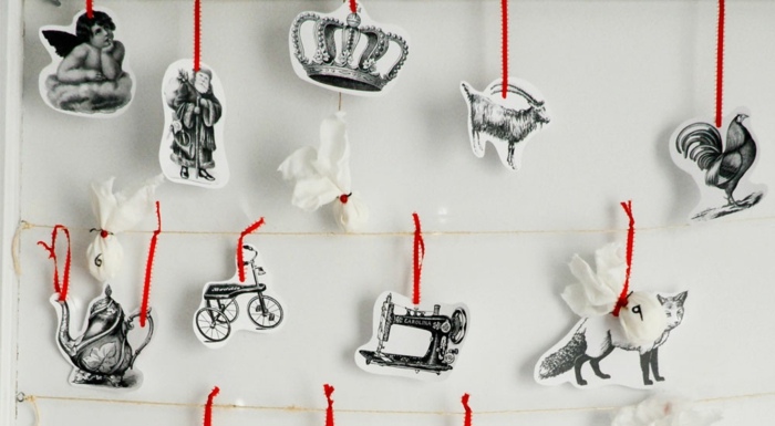 Retro nápady na vianočný kalendár a nápady Vintage adventné kalendárne papierové motívy