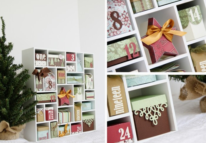 Tinker adventný kalendár s drevenými poličkami s malými zásuvkami malý-vianočný stromček-s-drevenými-policami-adventné obdobie