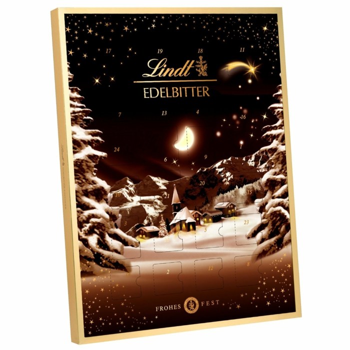 Adventný kalendár pre dospelých tmavá čokoláda Adventný kalendár z horkej čokolády od spoločnosti Lindt