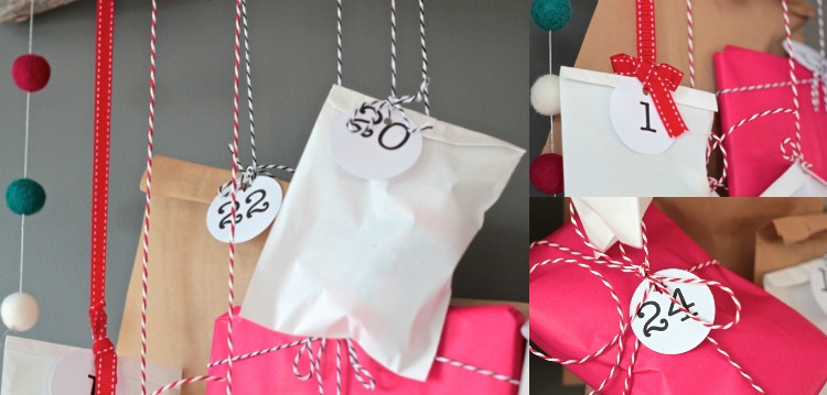 Iný druh adventného kalendára - skvelé a jednoduché nápady na ošúchanie Adventný kalendár s rozdielom -inštrukcie-balíček-číslované-zavesené