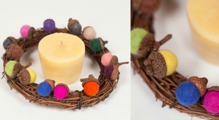 Vyrobte si adventný veniec z guličiek a použite prírodné materiály Adventný veniec z guličiek-vyrobte si-žaluď-plsť-guličkové drevo