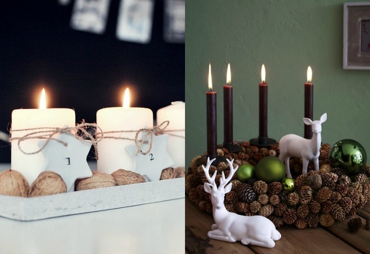 ozdobte kreatívny adventný veniec prírodnými materiálmi adventné vence-gule-vyrobte si-stolný dekor-prírodný-materiál-šišky-orech% cc% 88se