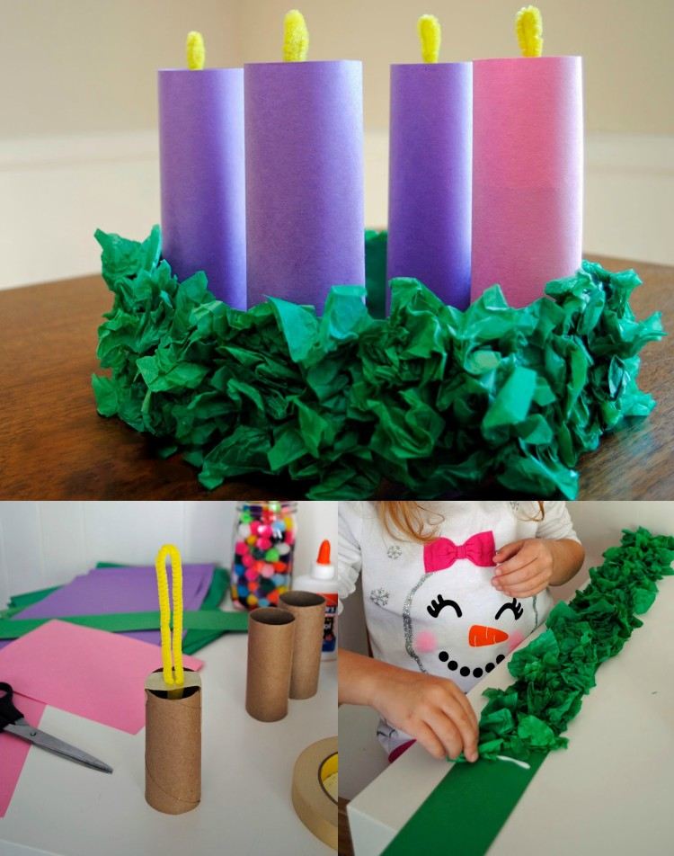 drotár adventný veniec detský papierový toaletný kotúč čistič rúrok