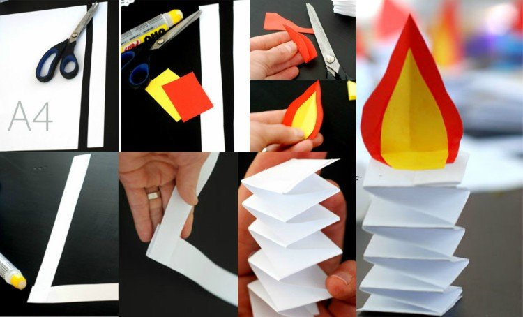 drotár adventný veniec deti papierová sviečka skladací plameň