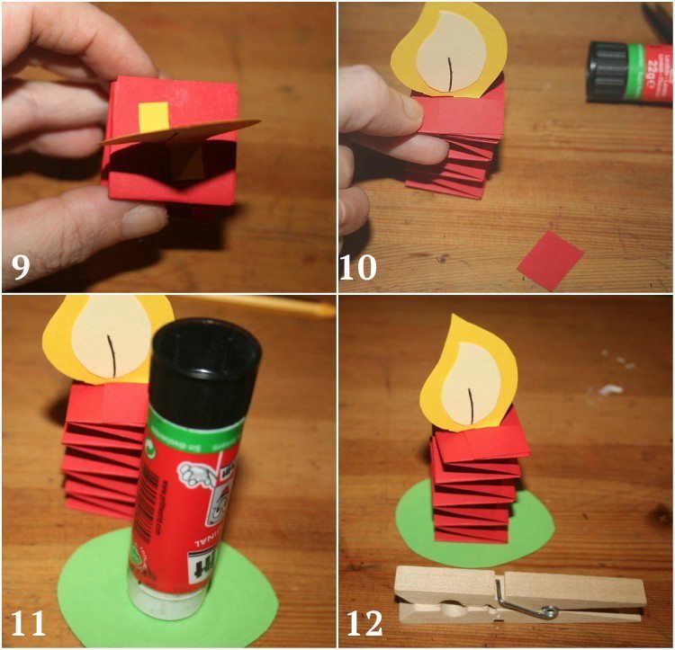 drotár adventný veniec deti papierové sviečky skladacie špendlíky