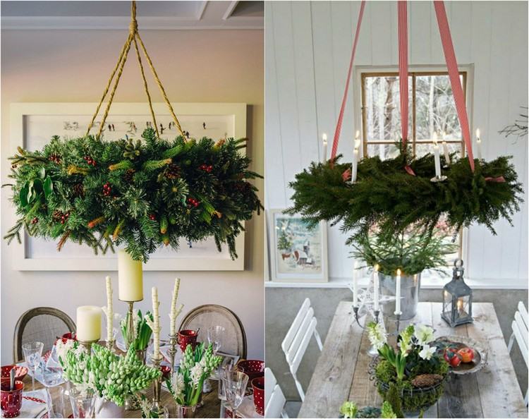 Zaveste zelený adventný veniec nad jedálenský stôl adventný veniec-zavesenie-drotárstvo-nad-jedálenský stôl-zelené konáre