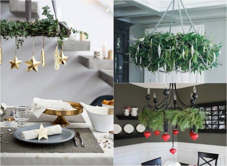 Ozdobte adventný veniec ozdobami vianočného stromčeka v zlatej, červenej a striebornej farbe adventné vence-visiace-drotárstvo-zelené-vetvičky-visiace-vianočné-stromové ozdoby